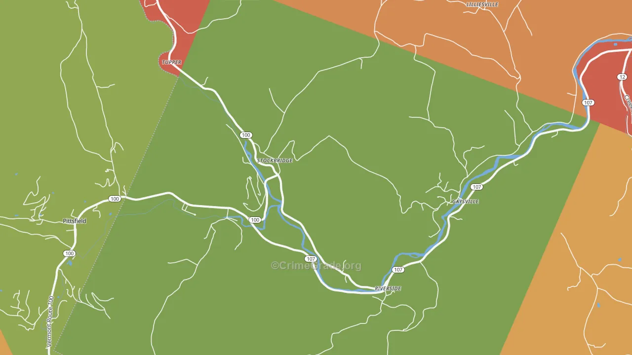 Stockbridge, VT Map of Robbery Rates