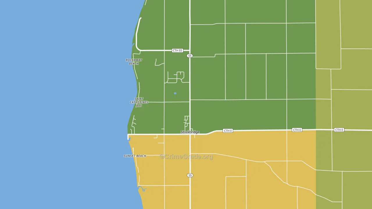 Stockbridge, WI Map of Robbery Rates