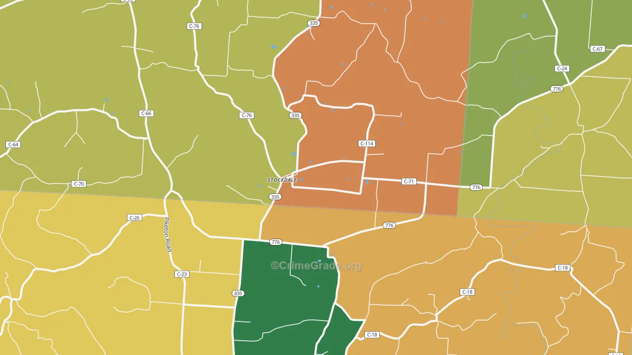 Stockdale, OH Map of Robbery Rates