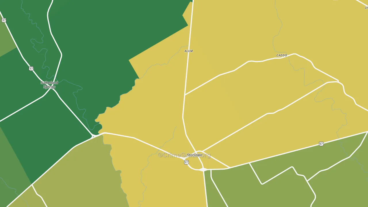 Stockdale, TX Map of Robbery Rates