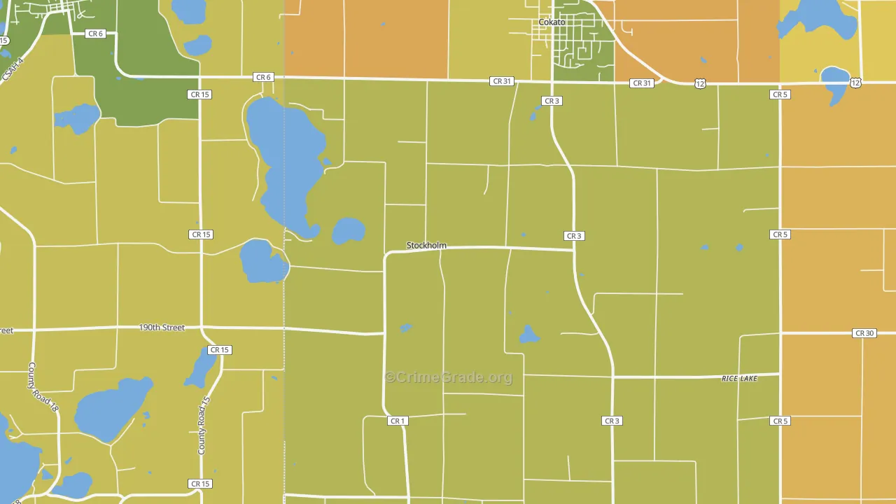 Stockholm, MN Map of Robbery Rates