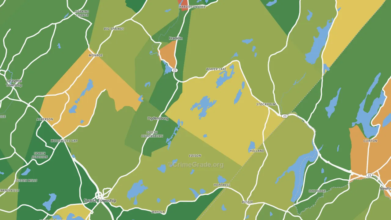 Stockholm, NJ Map of Robbery Rates
