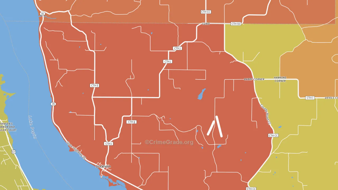 Stockholm, WI Map of Robbery Rates