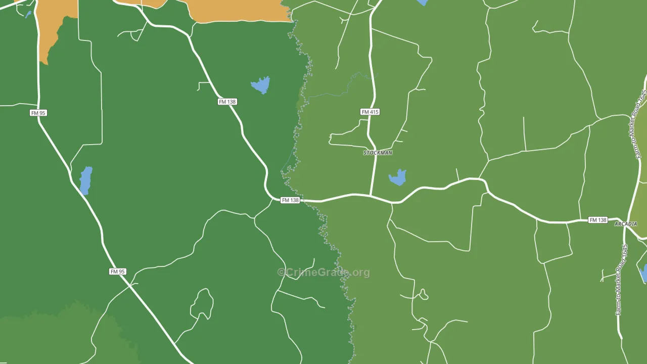 Stockman, TX Map of Robbery Rates