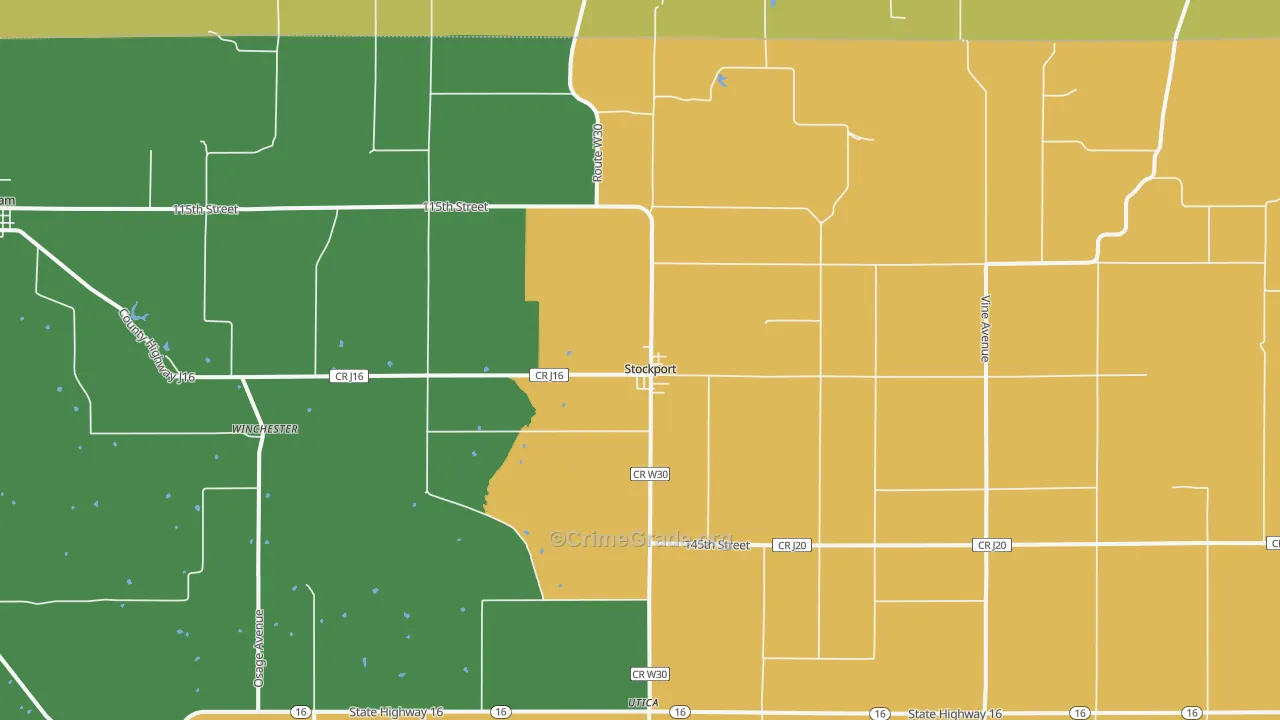 Stockport, IA Map of Robbery Rates
