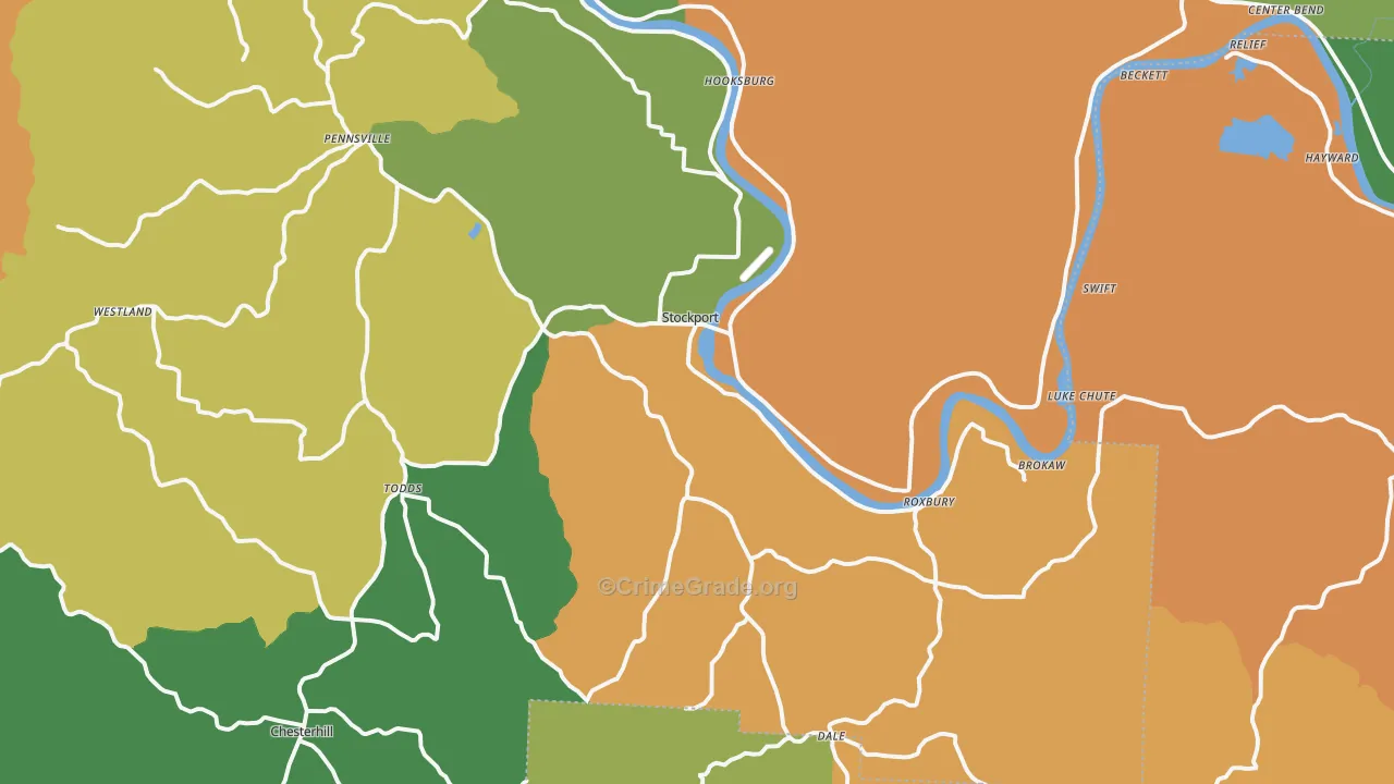 Stockport, OH Map of Robbery Rates
