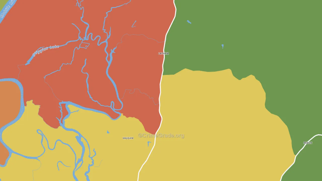Stockton, AL Map of Robbery Rates