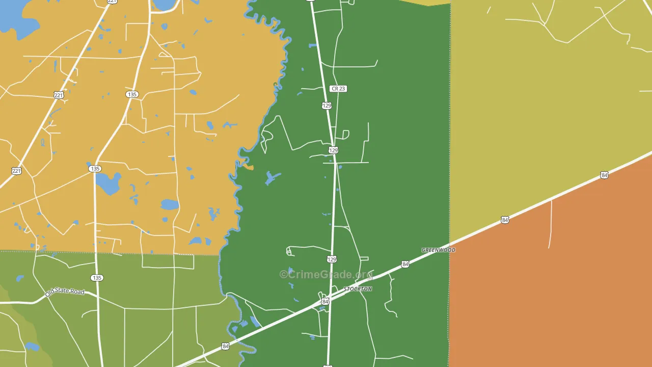 Stockton, GA Map of Robbery Rates
