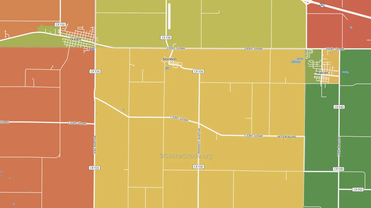 Stockton, IA Map of Robbery Rates