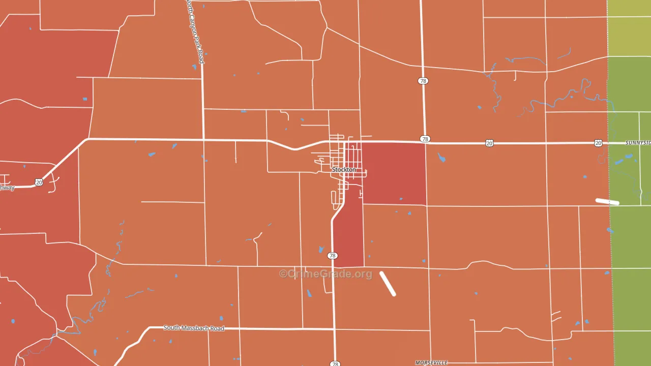 Stockton, IL Map of Robbery Rates