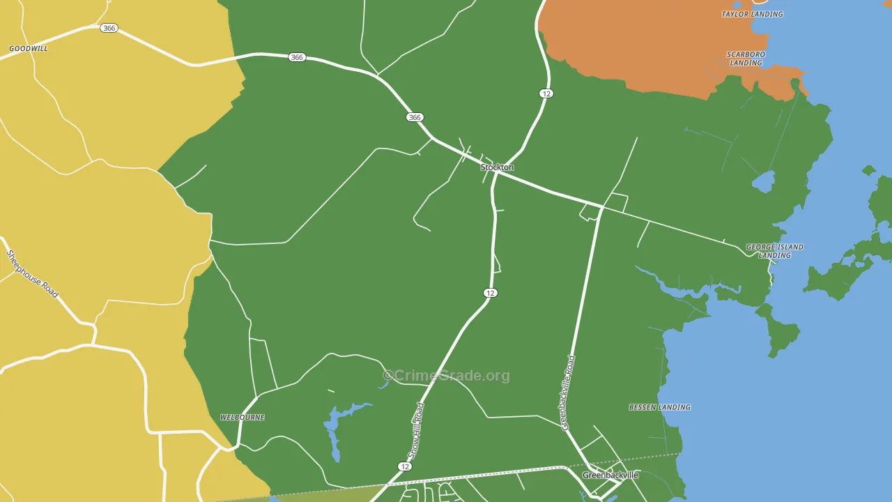 Stockton, MD Map of Robbery Rates