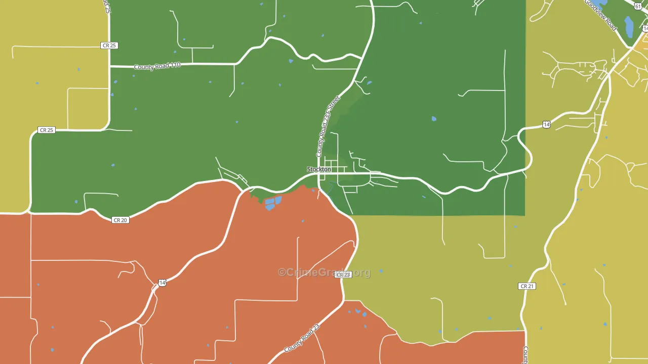 Stockton, MN Map of Robbery Rates