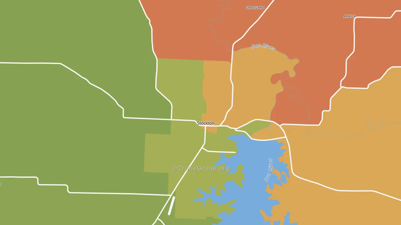 Stockton, MO Map of Robbery Rates