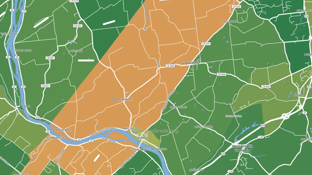 Stockton, NJ Map of Robbery Rates