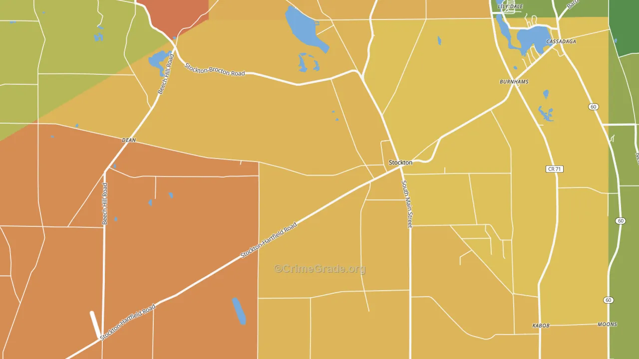 Stockton, NY Map of Robbery Rates