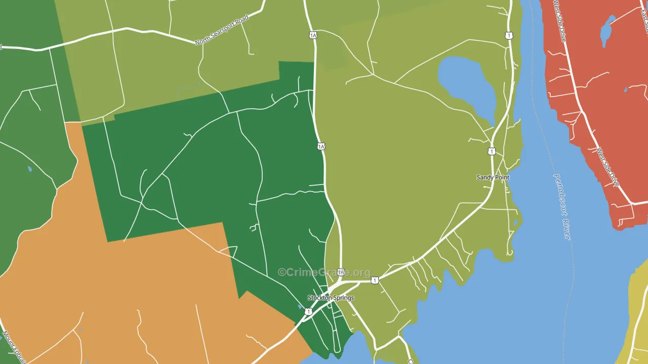 Stockton Springs, ME Map of Robbery Rates