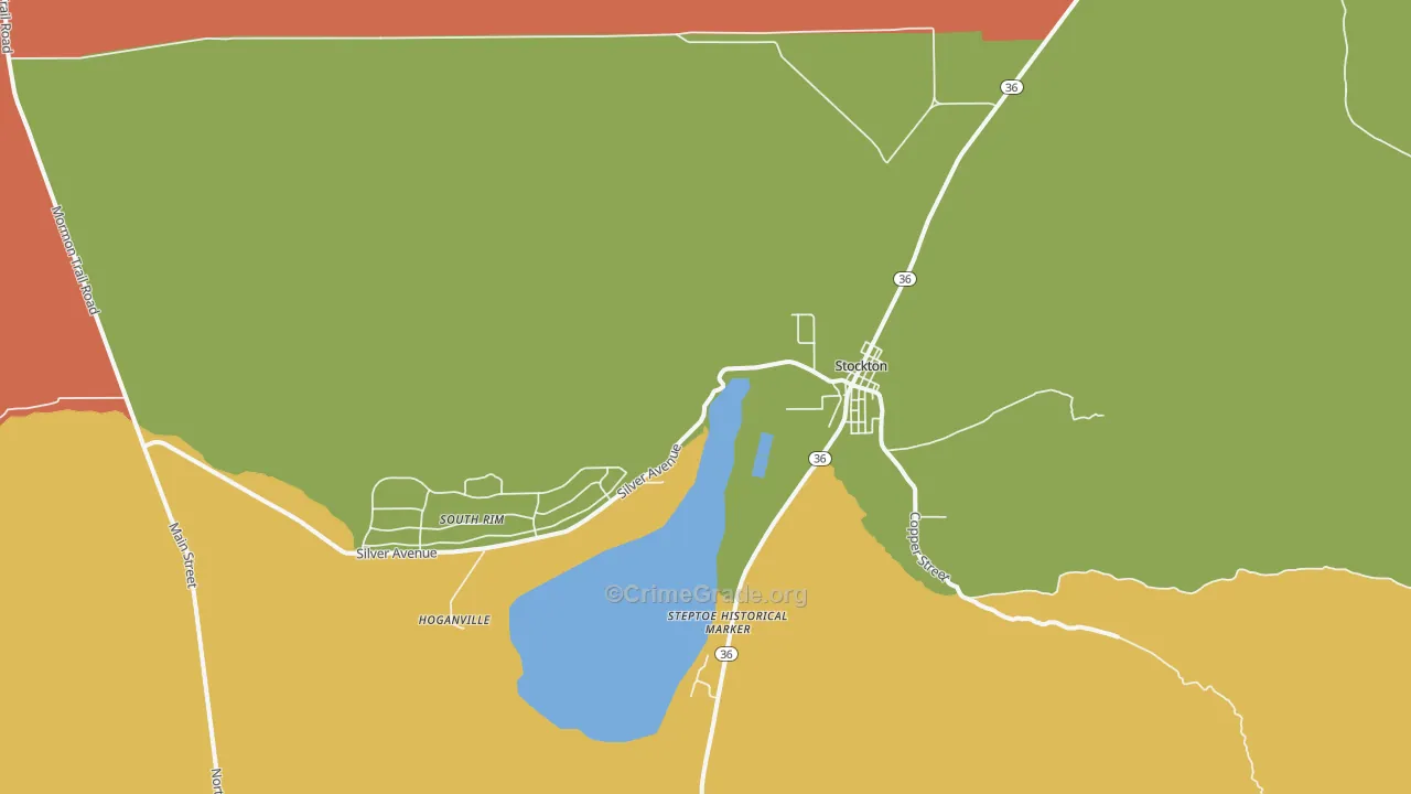 Stockton, UT Map of Robbery Rates