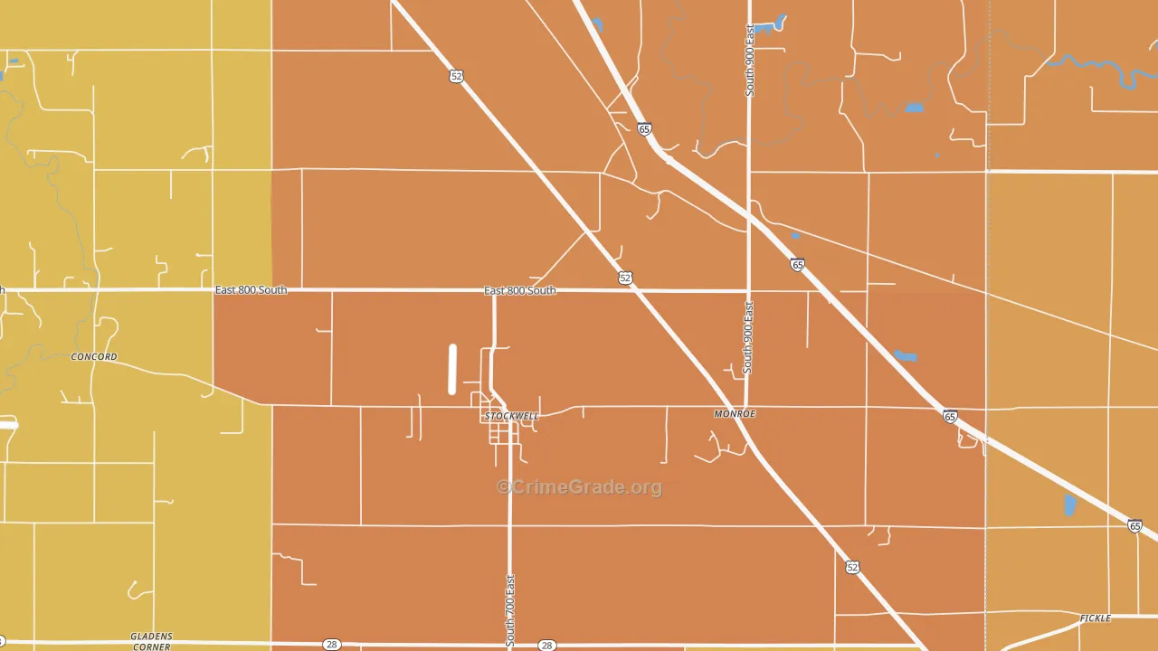 Stockwell, IN Map of Robbery Rates