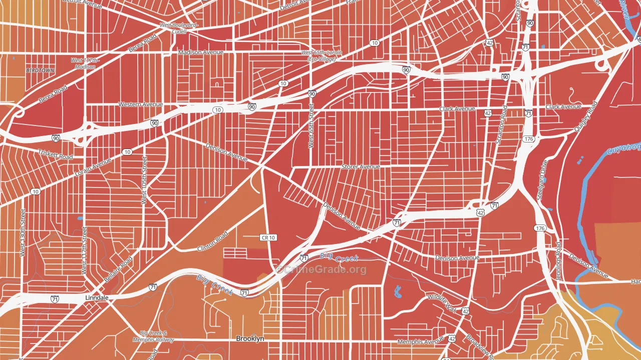 Stockyards, Cleveland, OH Map of Robbery Rates