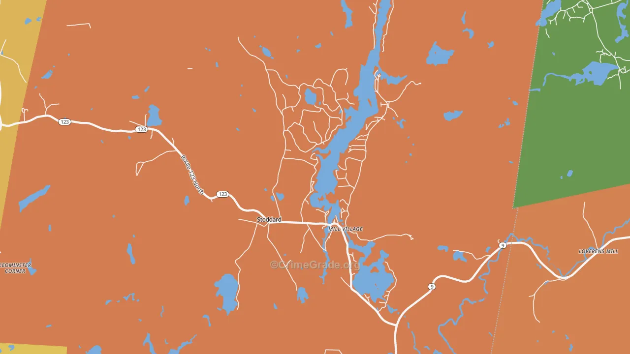 Stoddard, NH Map of Robbery Rates