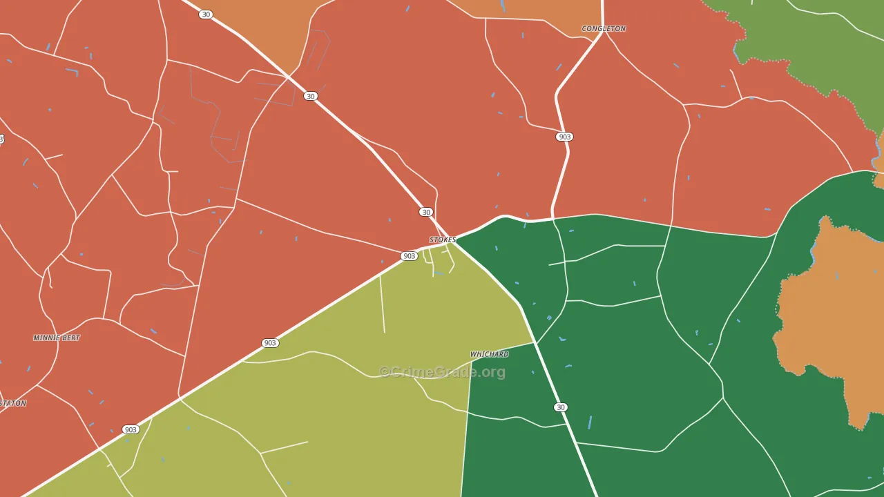 Stokes, NC Map of Robbery Rates