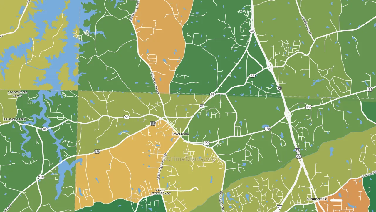 Stokesdale, NC Map of Robbery Rates