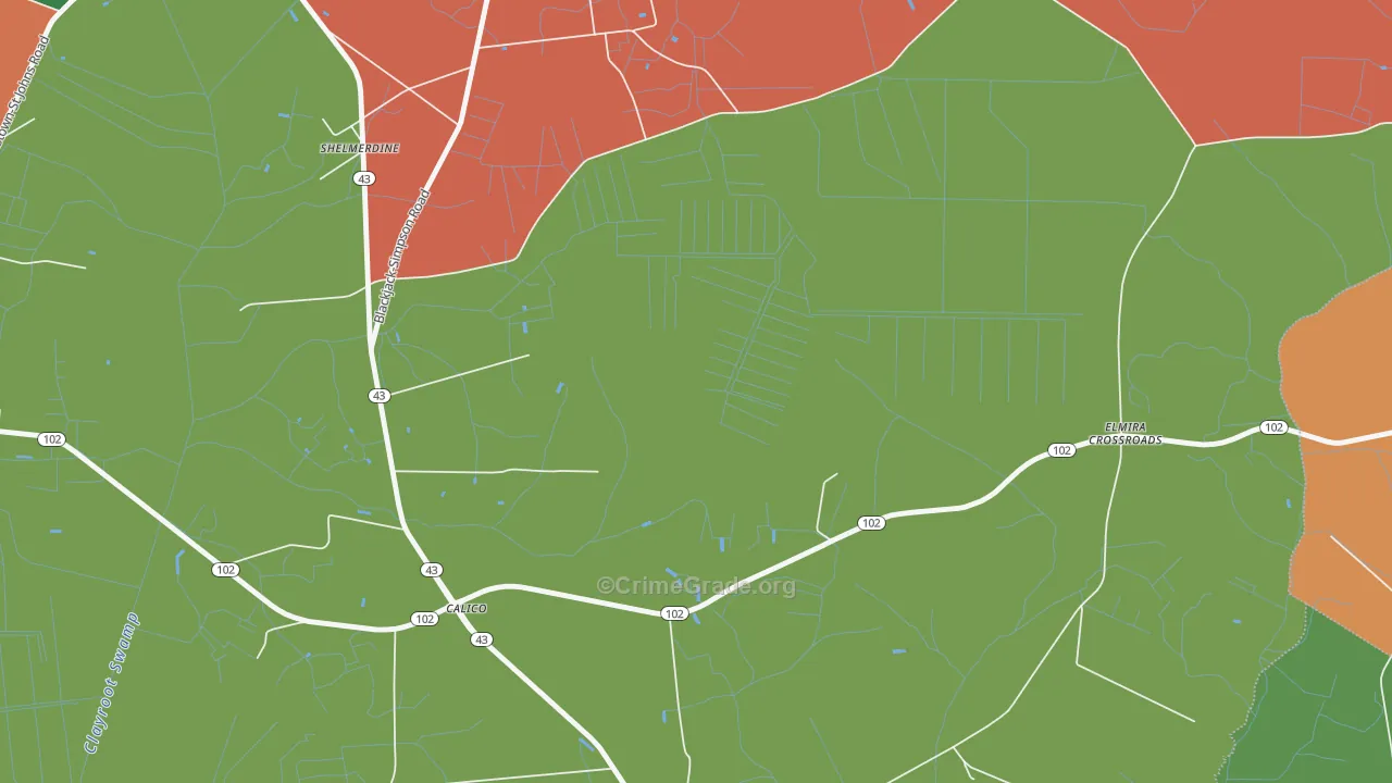 Stokestown, NC Map of Robbery Rates