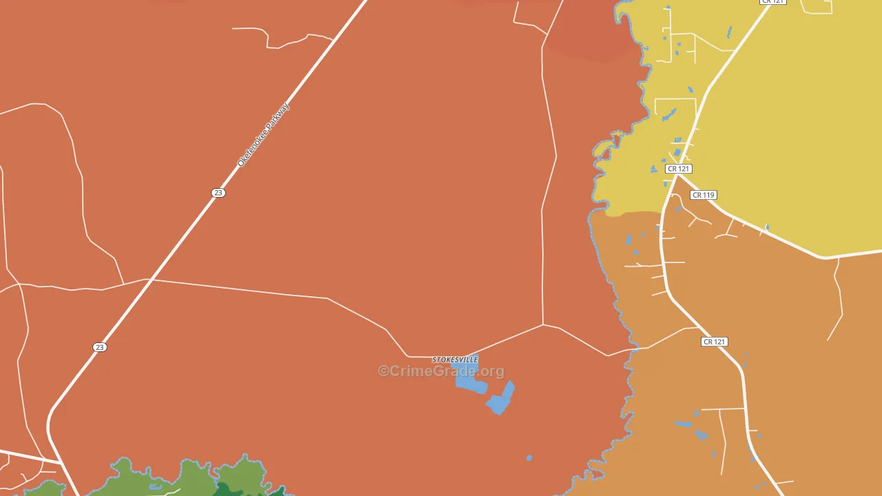 Stokesville, GA Map of Robbery Rates