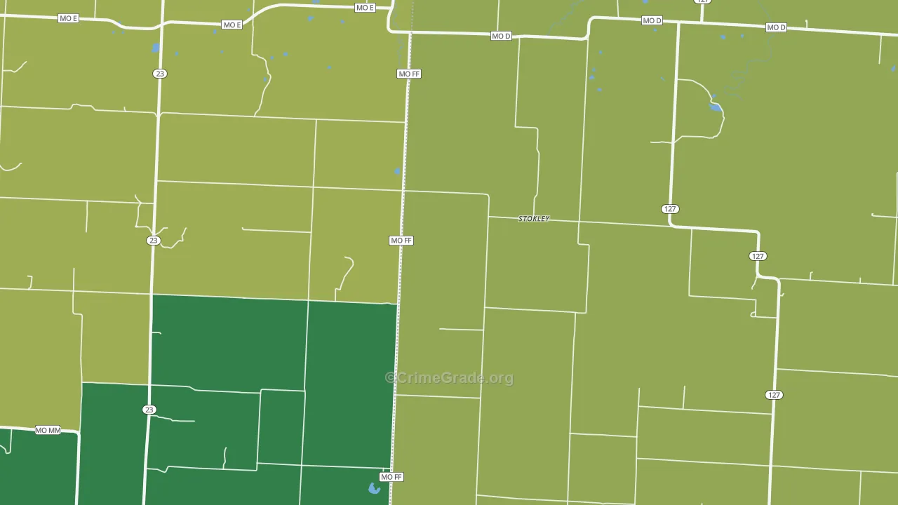 Stokley, MO Map of Robbery Rates