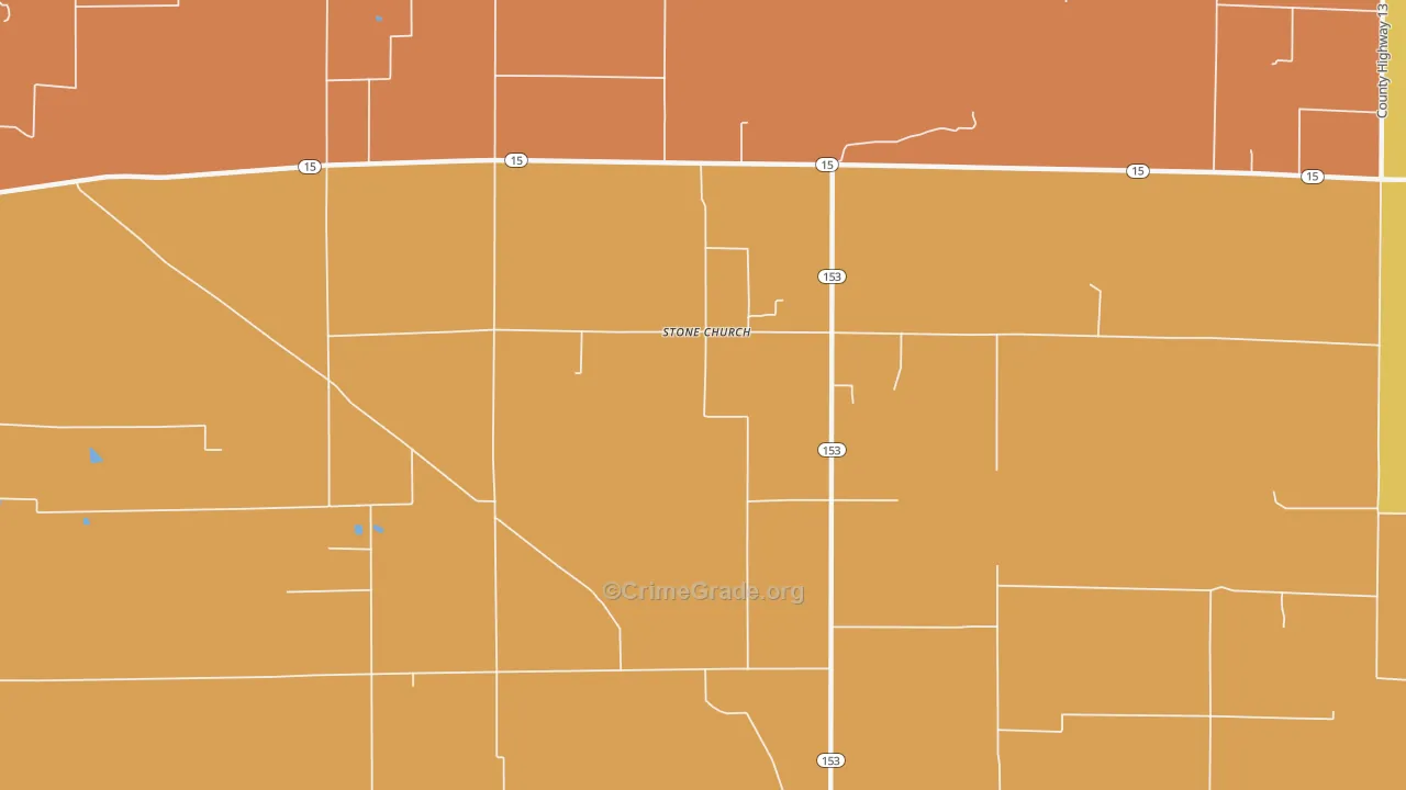 Stone Church, IL Map of Robbery Rates