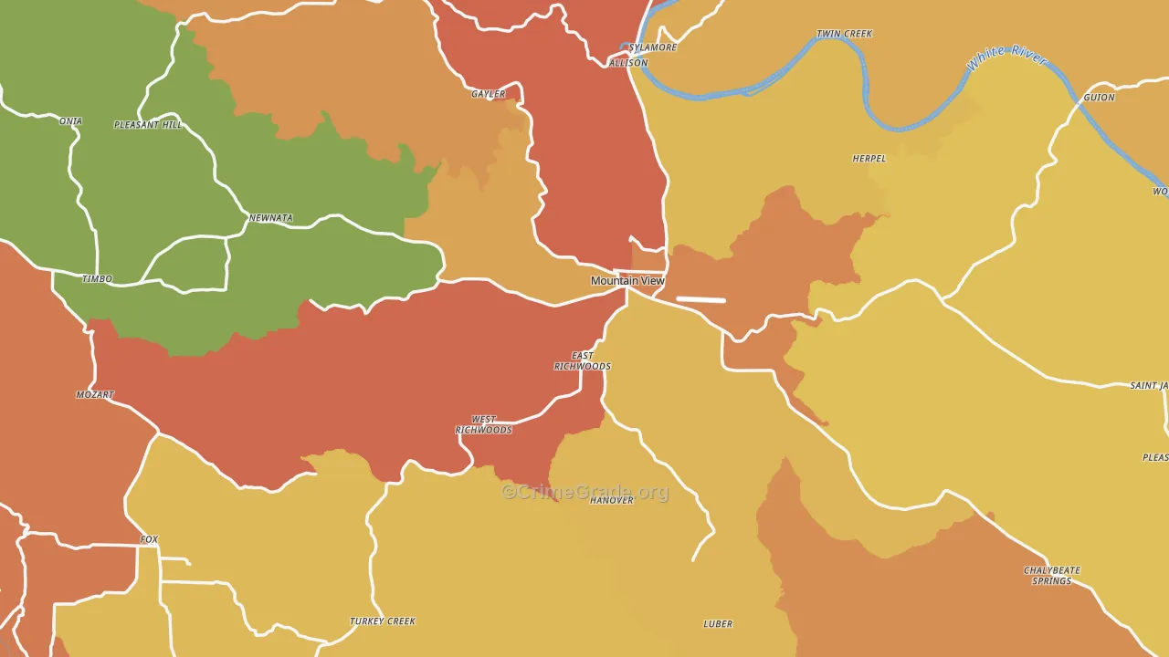 Stone County, AR Map of Robbery Rates