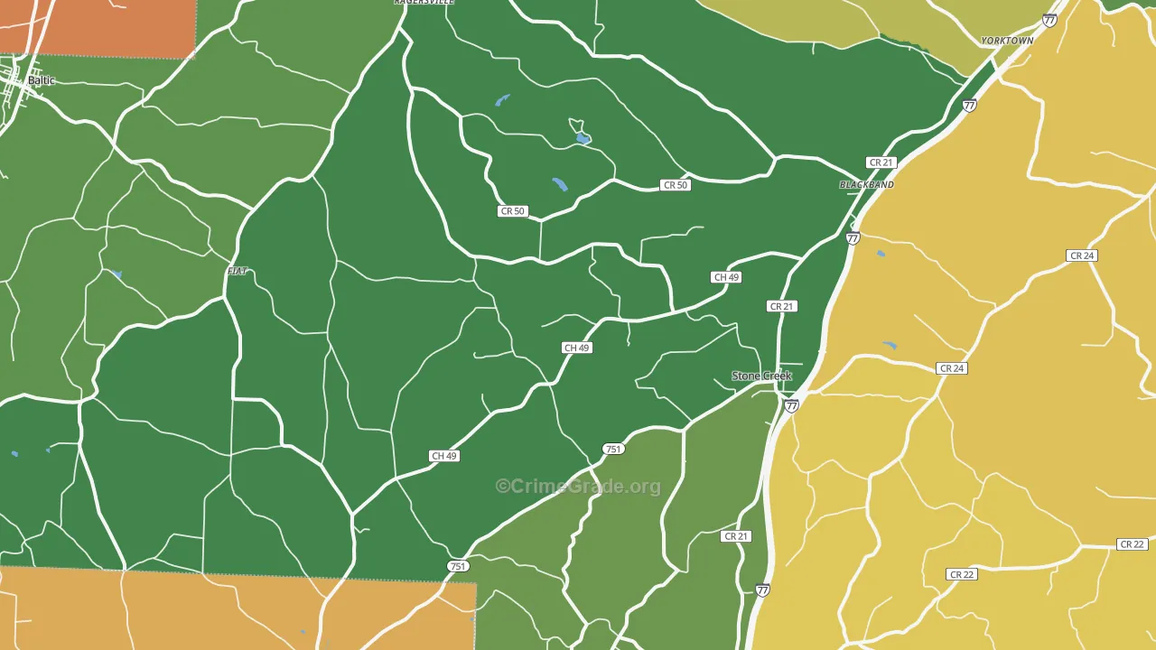 Stone Creek, OH Map of Robbery Rates