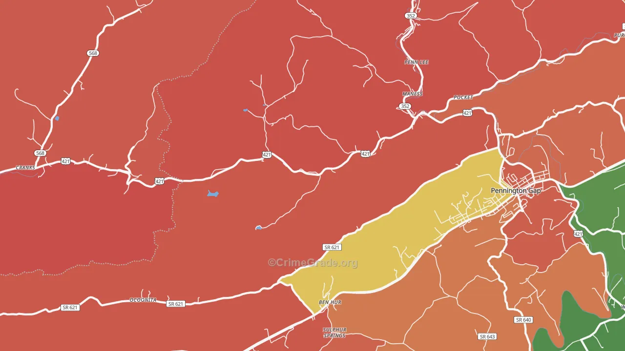 Stone Creek, VA Map of Robbery Rates