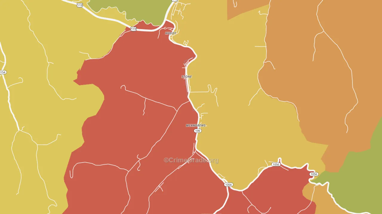 Stone, KY Map of Robbery Rates