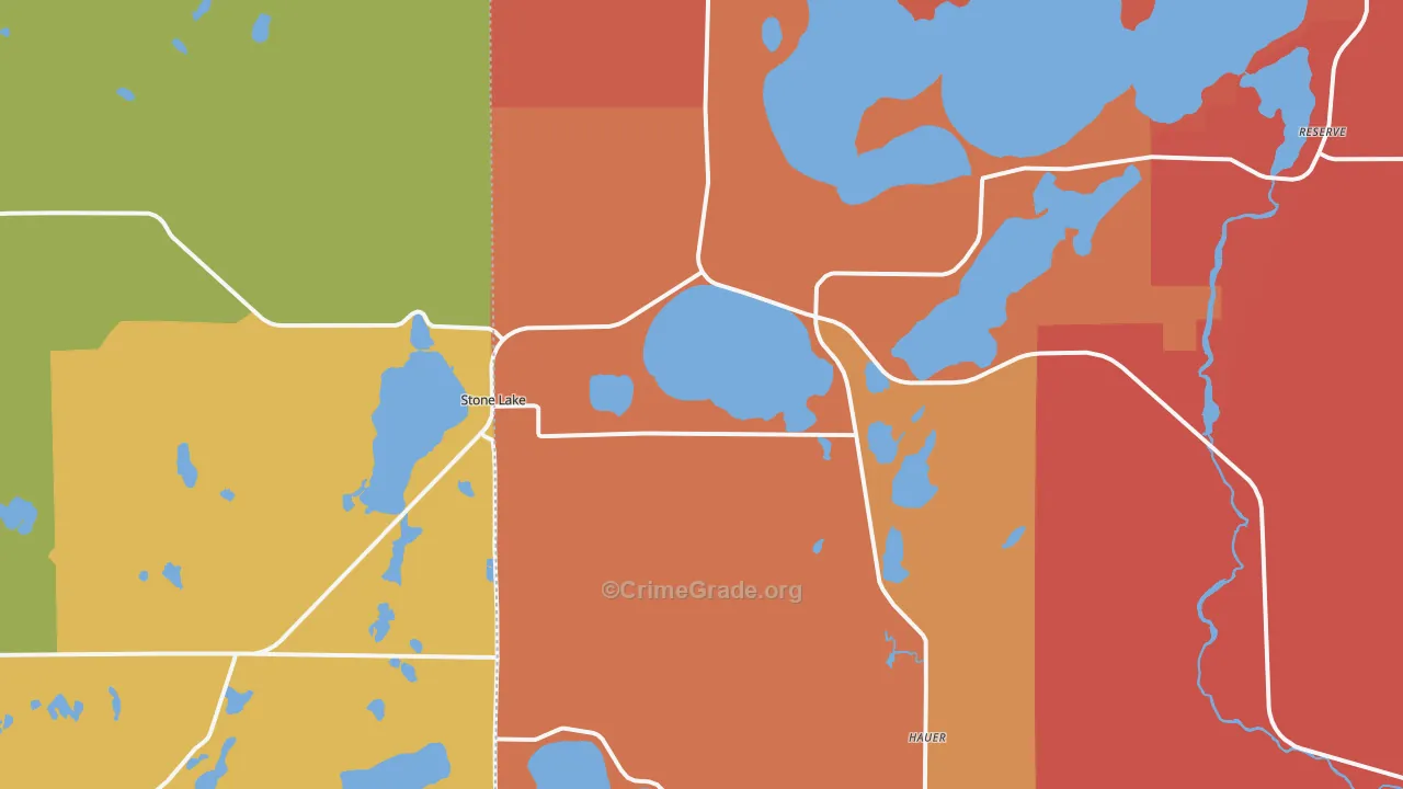 Stone Lake, WI Map of Robbery Rates