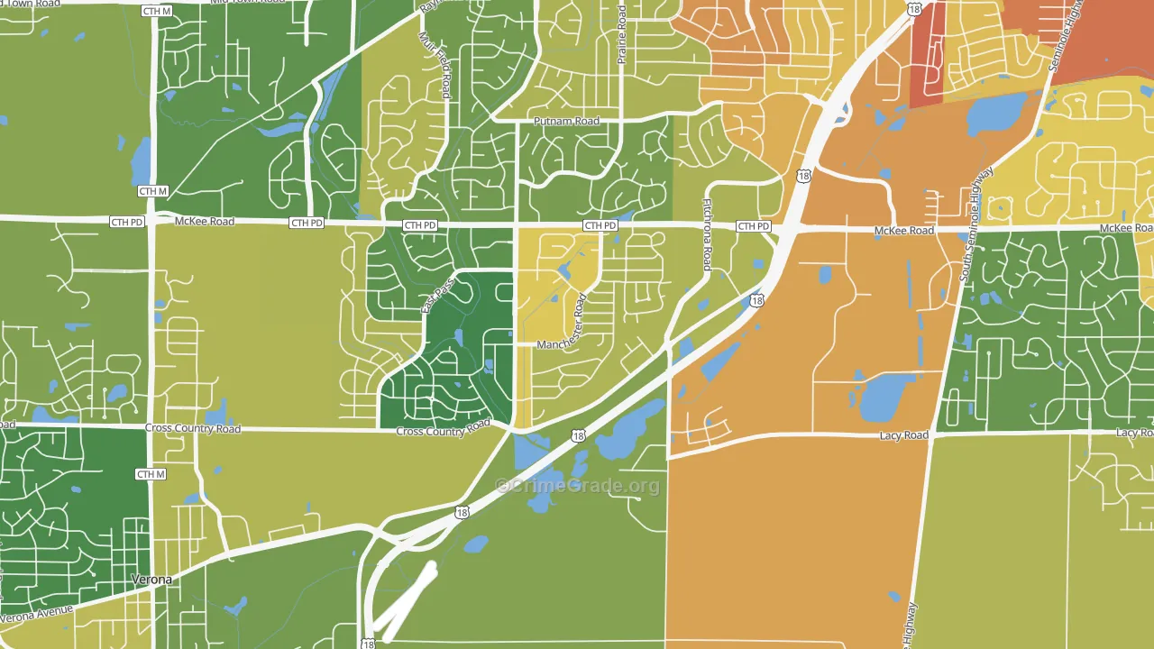 Stone Meadows, Madison, WI Map of Robbery Rates