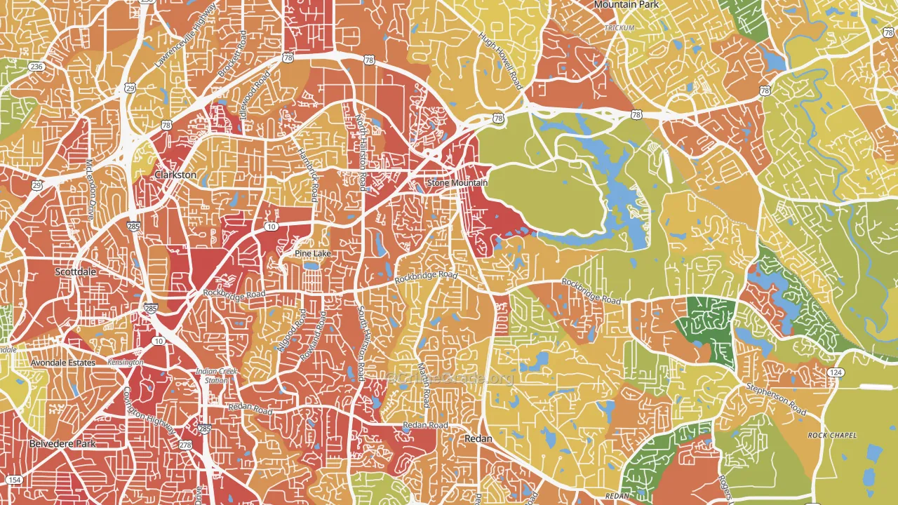 Stone Mountain, GA Map of Robbery Rates