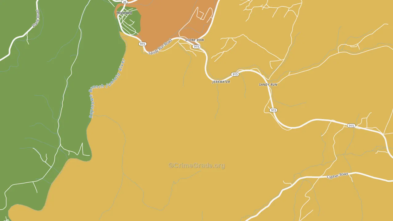 Stone Row, PA Map of Robbery Rates