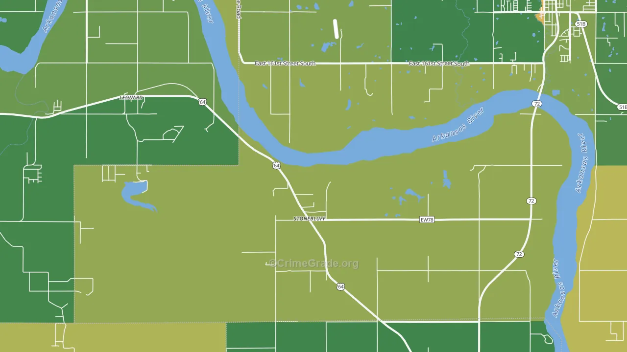 Stonebluff, OK Map of Robbery Rates