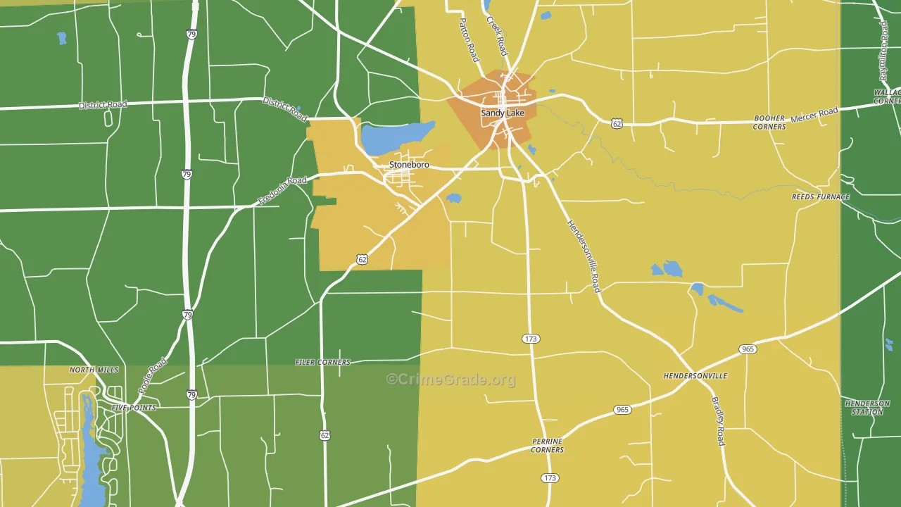 Stoneboro, PA Map of Robbery Rates