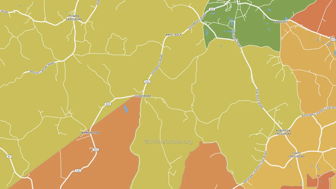 Stoneboro, SC Map of Robbery Rates