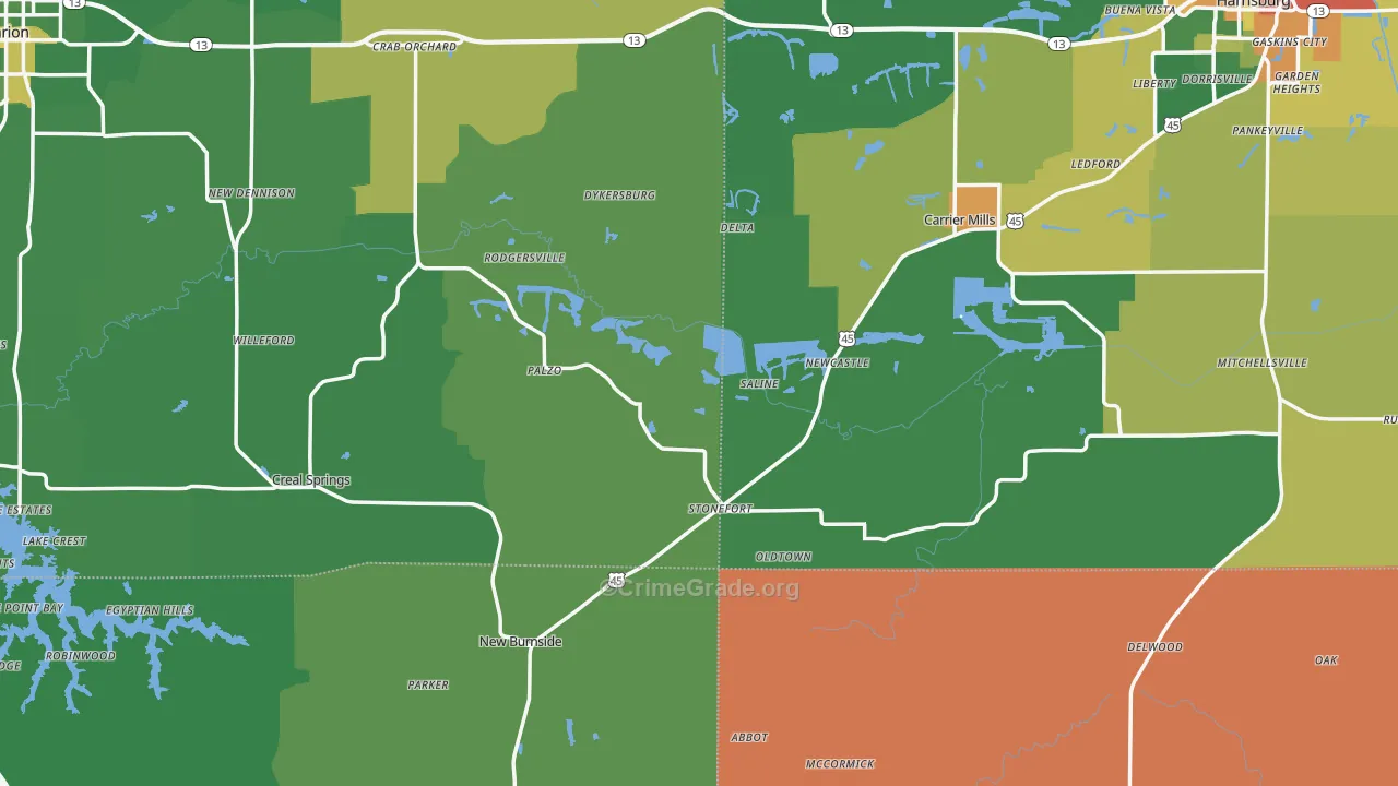 Stonefort, IL Map of Robbery Rates