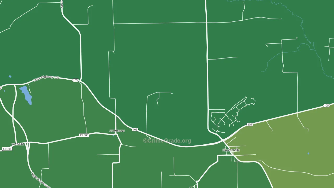 Stoneham, TX Map of Robbery Rates