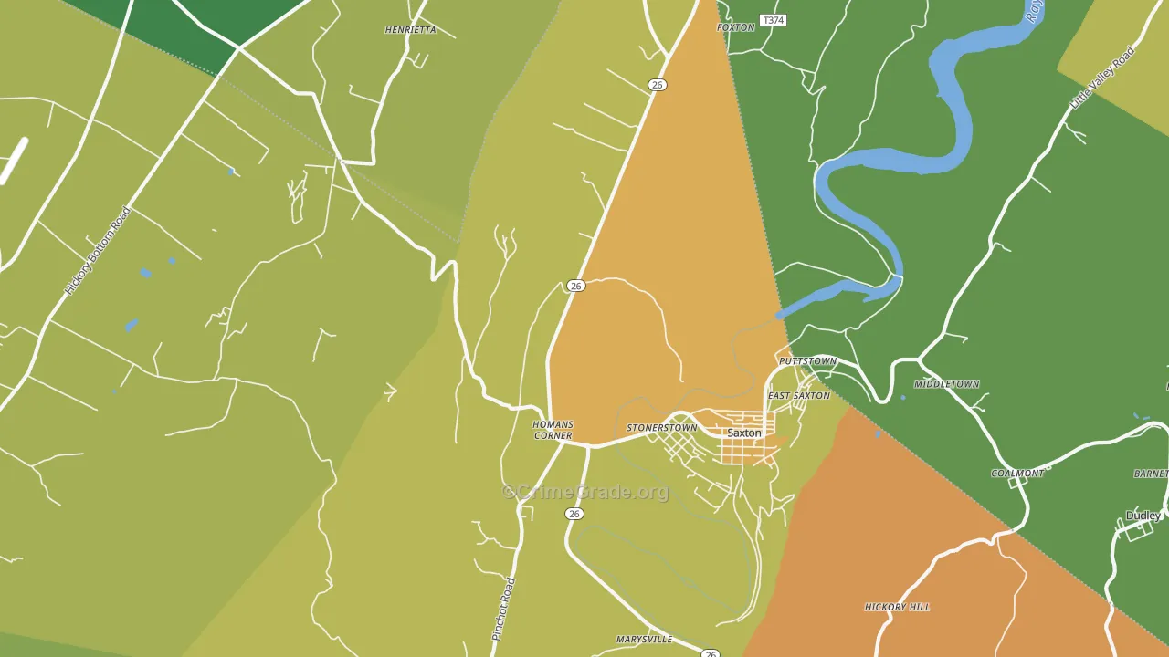 Stonerstown, PA Map of Robbery Rates