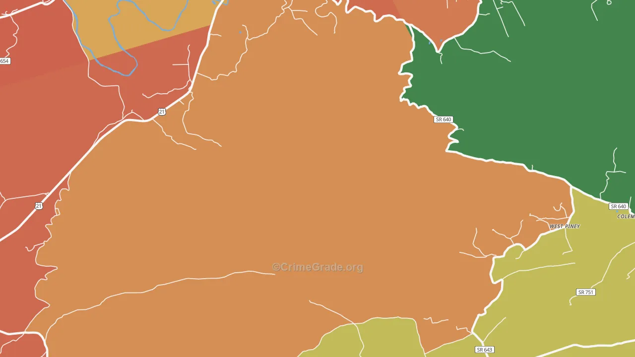 Stones Mill, VA Map of Robbery Rates