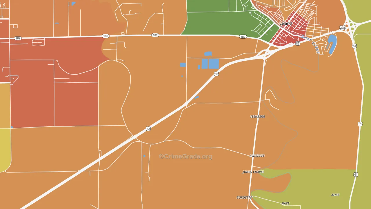 Stoneville, MS Map of Robbery Rates