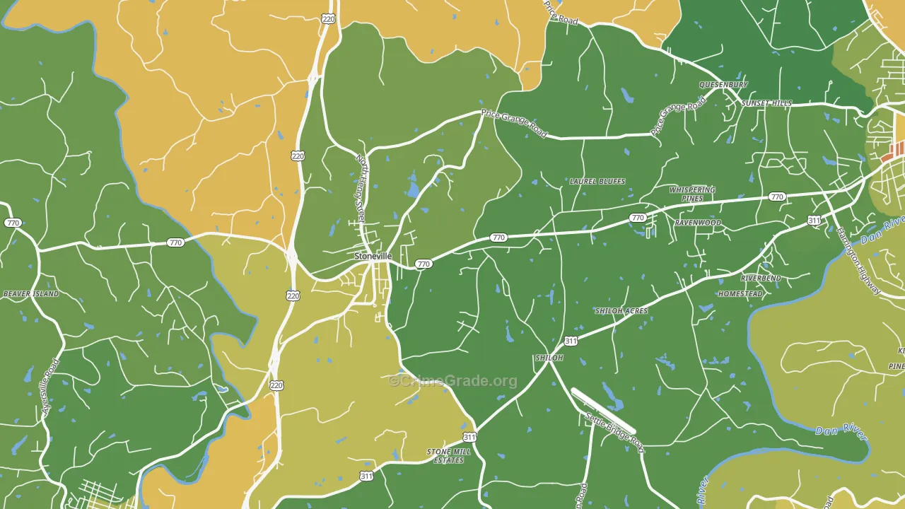 Stoneville, NC Map of Robbery Rates