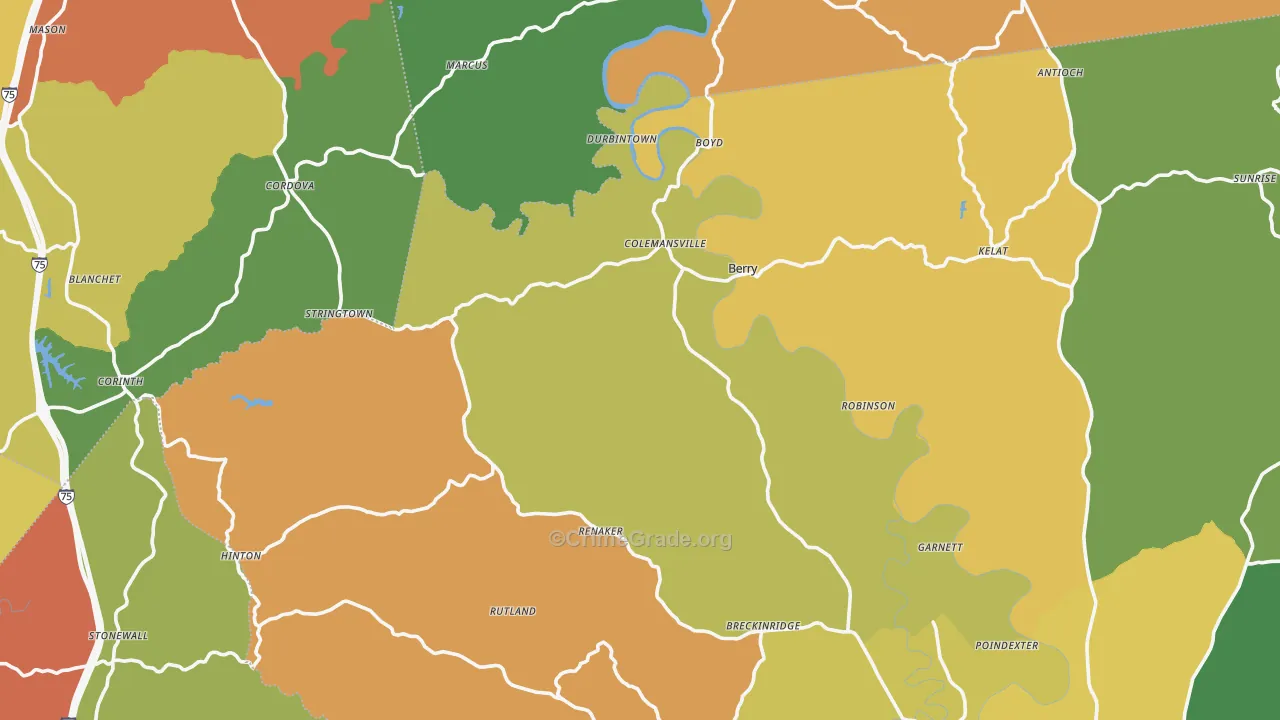 Stonewall, KY Map of Robbery Rates