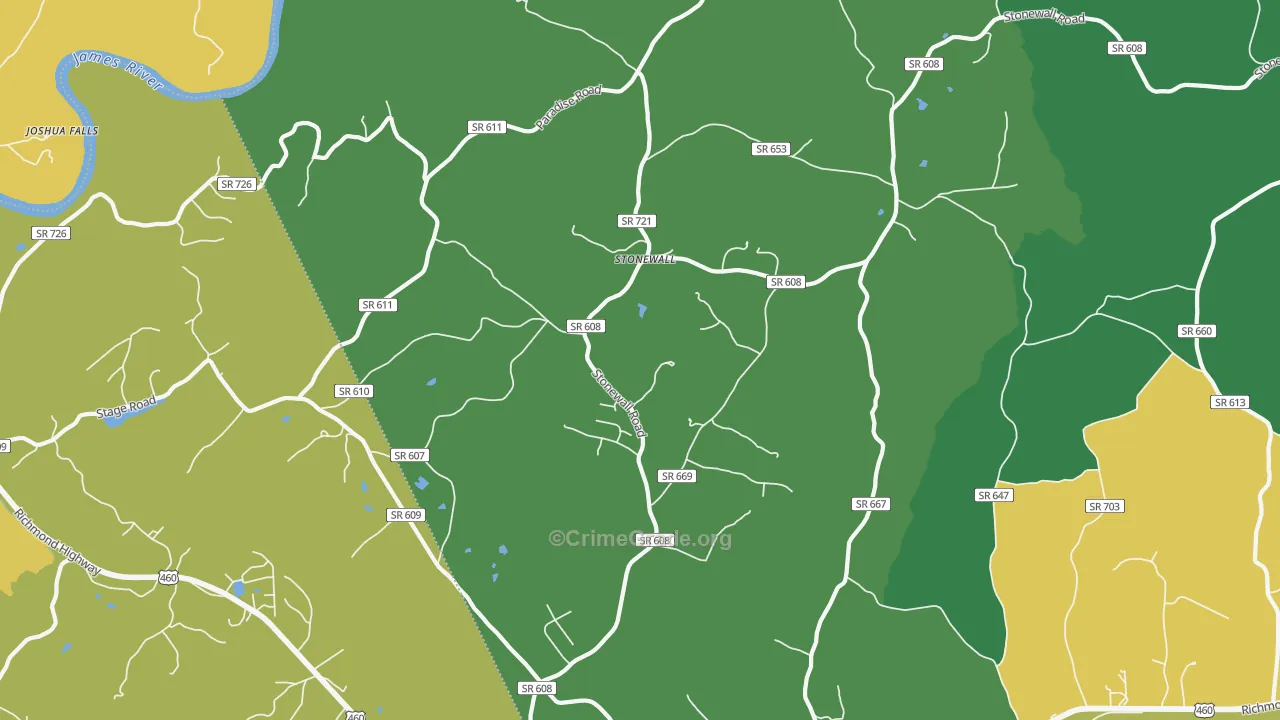 Stonewall, VA Map of Robbery Rates
