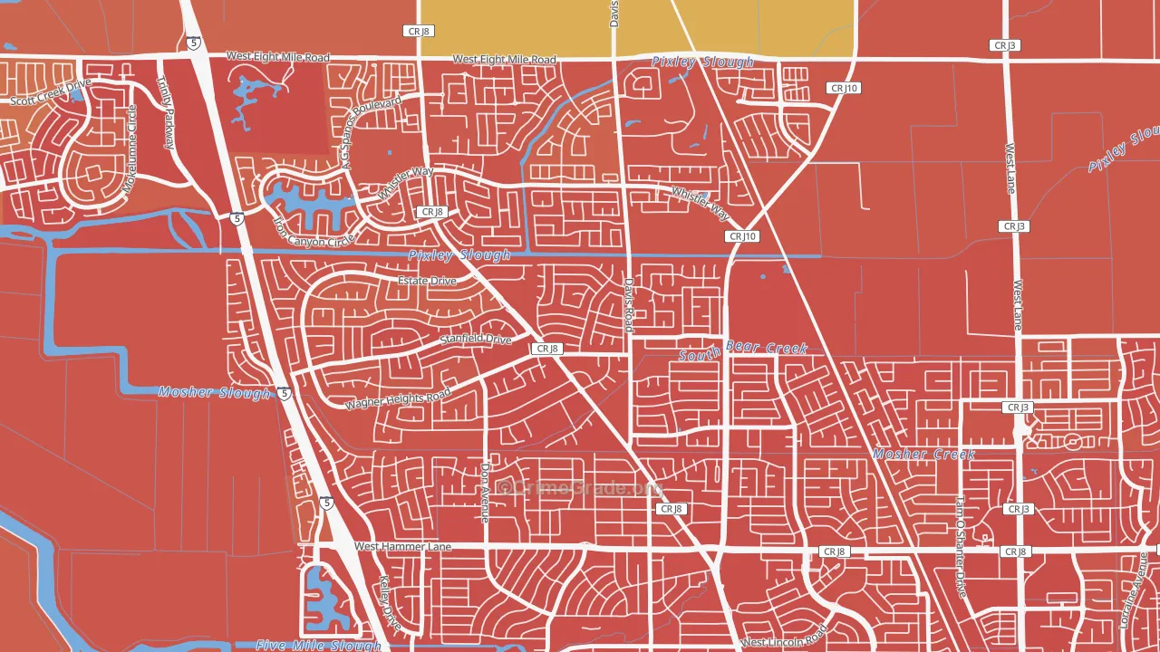 Stonewood, Stockton, CA Map of Robbery Rates